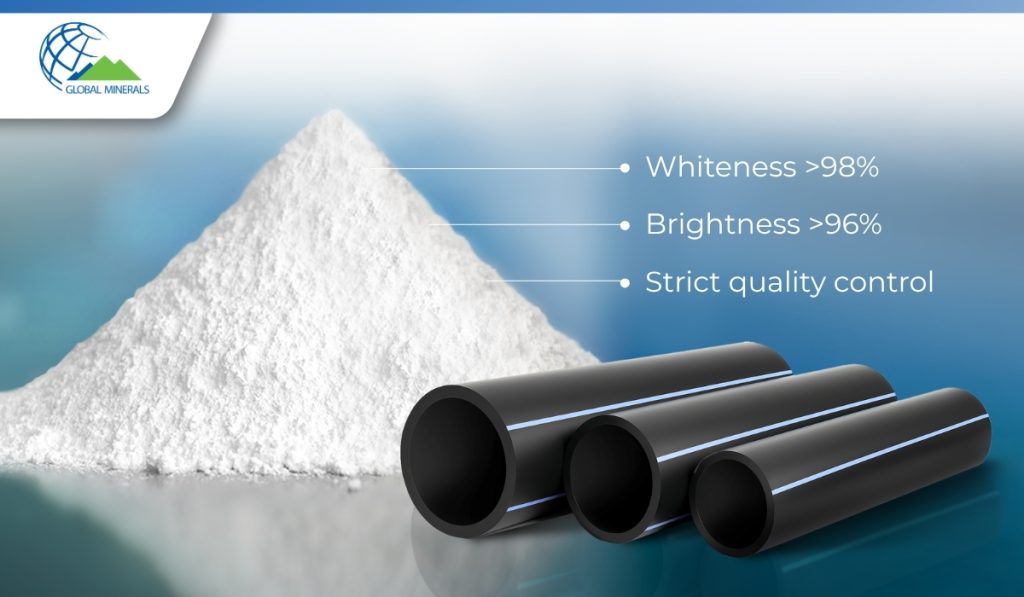 CaCO3 Powder with high whiteness and brightness for smooth PVC Pipes